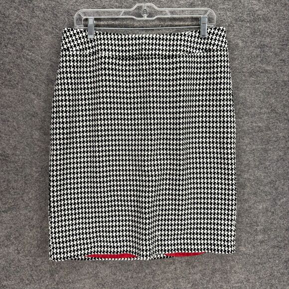 Tailor Skirt Women 10 Black Geometric A-Line Midi Zipper Mid Rise Lined Casual - Picture 1 of 6